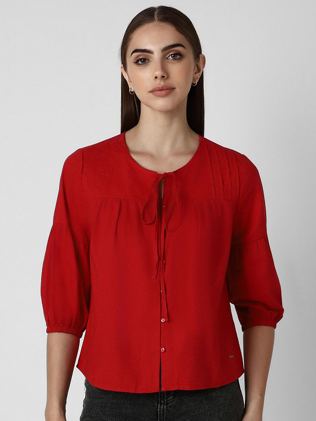 

Van Heusen Woman Solid Round Neck Top, Red