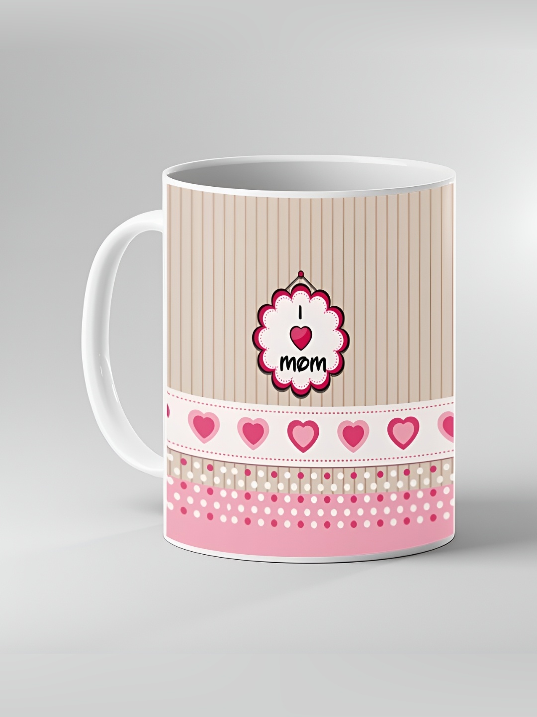 

Keviv White & Pink Printed Ceramic Coffee Mug 325 ml