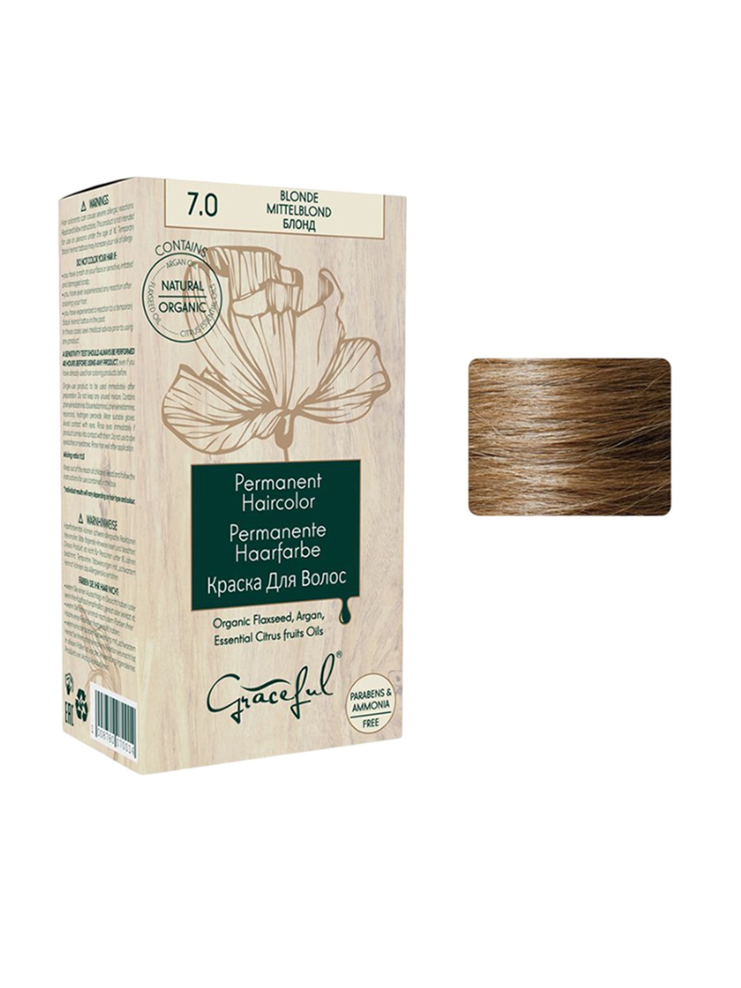 

Graceful Natural Organic Permanent Hair Colour - 130 ml - Blonde - 7.0, Brown