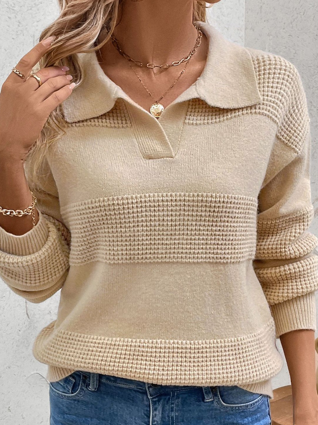 

StyleCast x Revolte Women Cable Knit Pullover, Khaki