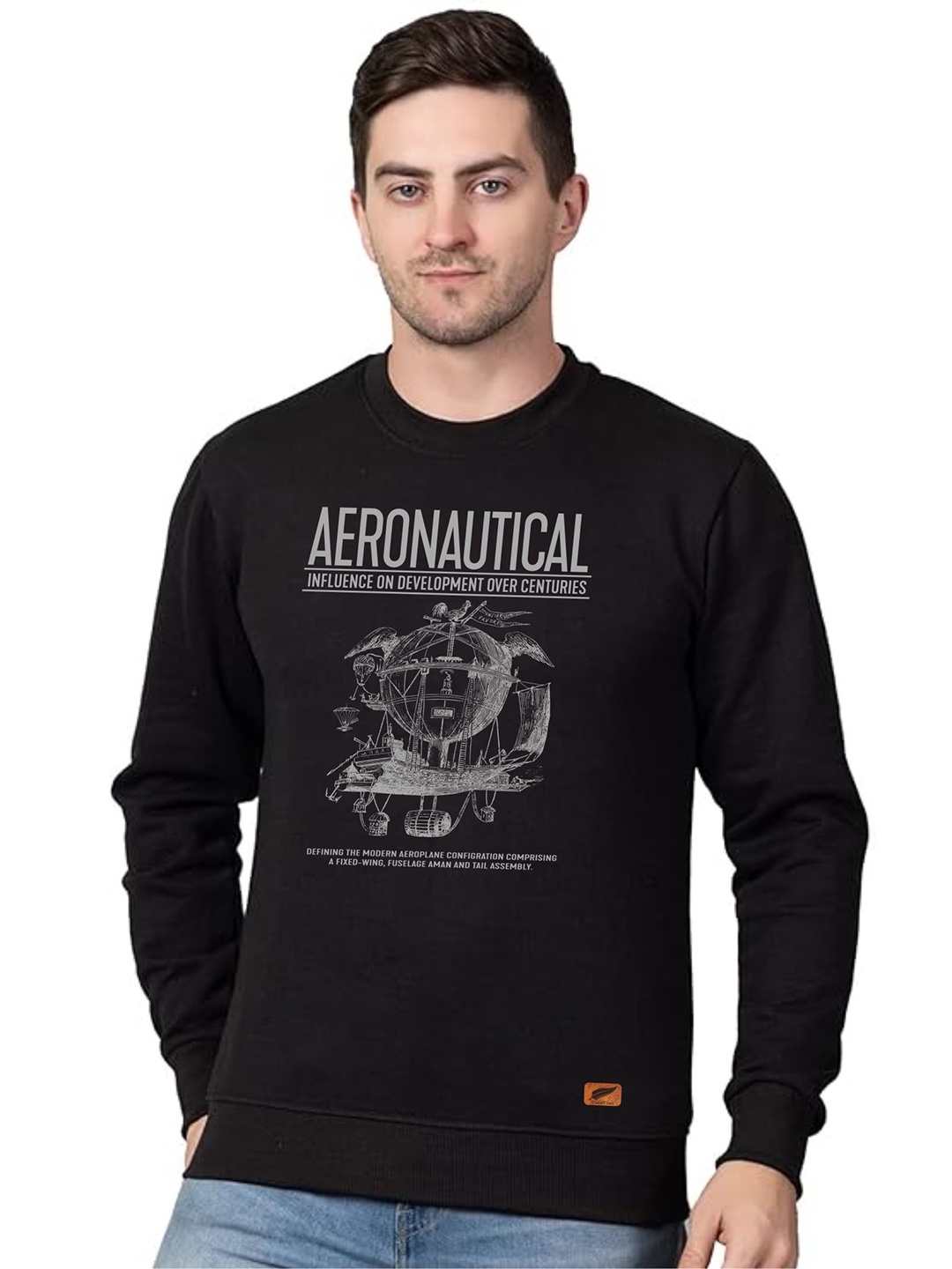 

Polo Plus Men Graphic Printed Sweatshirt, Black