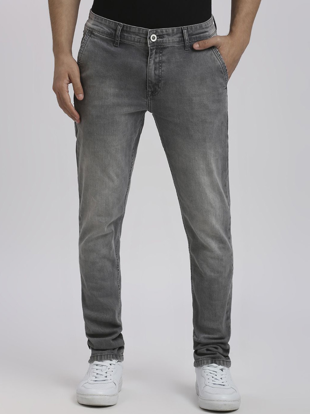 

ROCKING SWAMY Men Smart Slim Fit Chinos Trousers, Grey