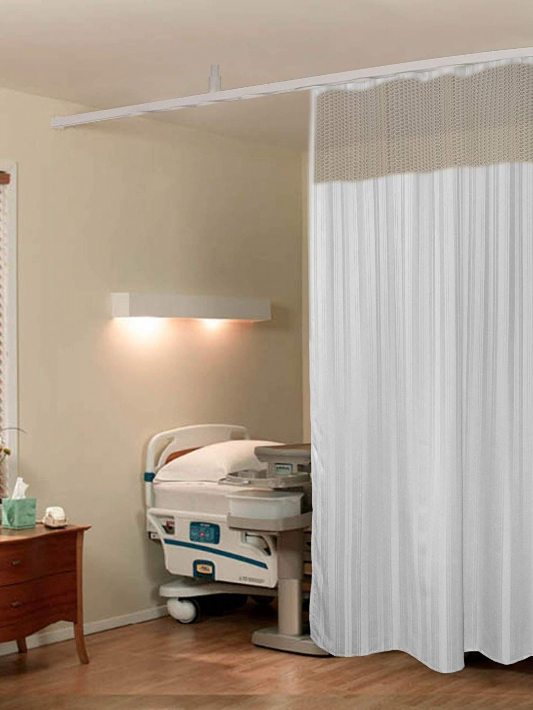 

Lushomes White Clinic Curtain With Hooks