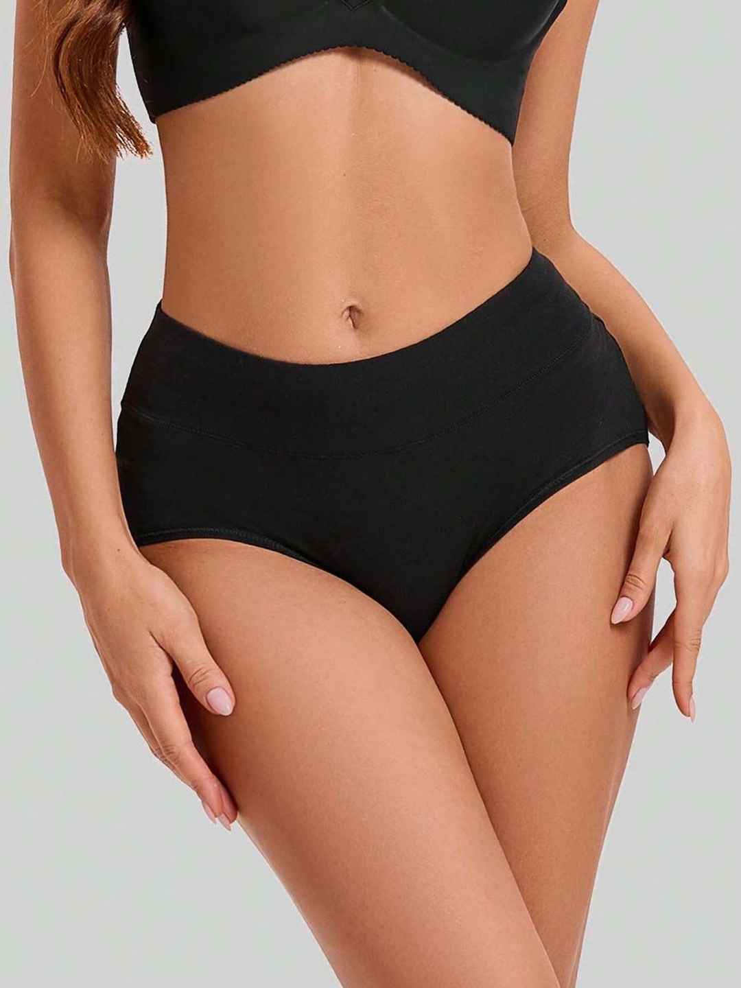 

YOU FOREVER Women Cotton Seamless High Waist Hipster Briefs, Black