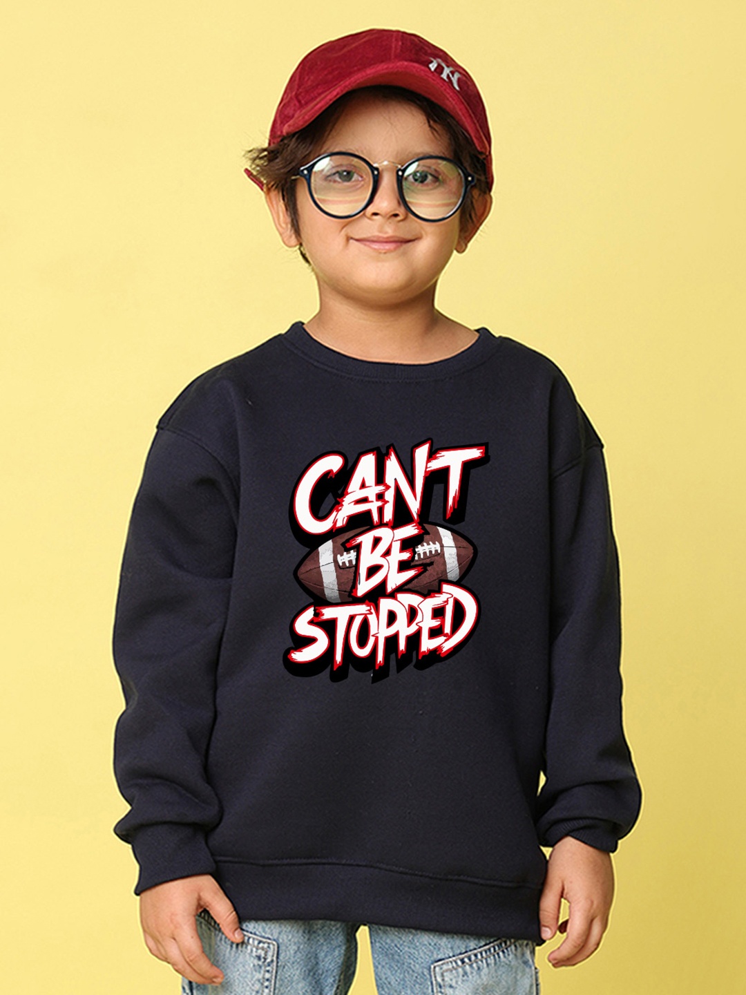 

NUSYL Boys Printed Oversized Sweatshirt, Navy blue