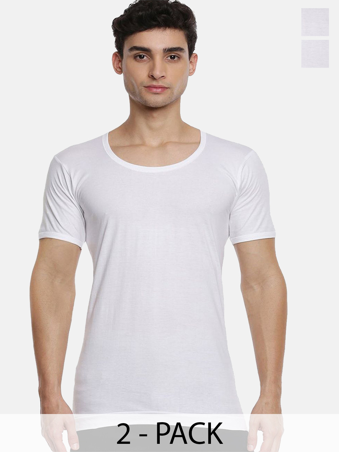 

Ramraj Pack Of 2 Round Neck Cotton Basic VestsR1RomexRNSPlus2P, White