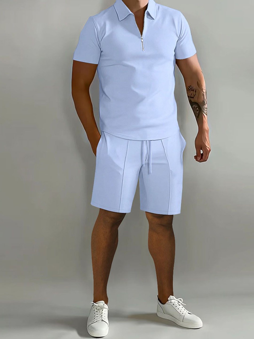 

StyleCast Polo Collar T-Shirt & Shorts, Blue