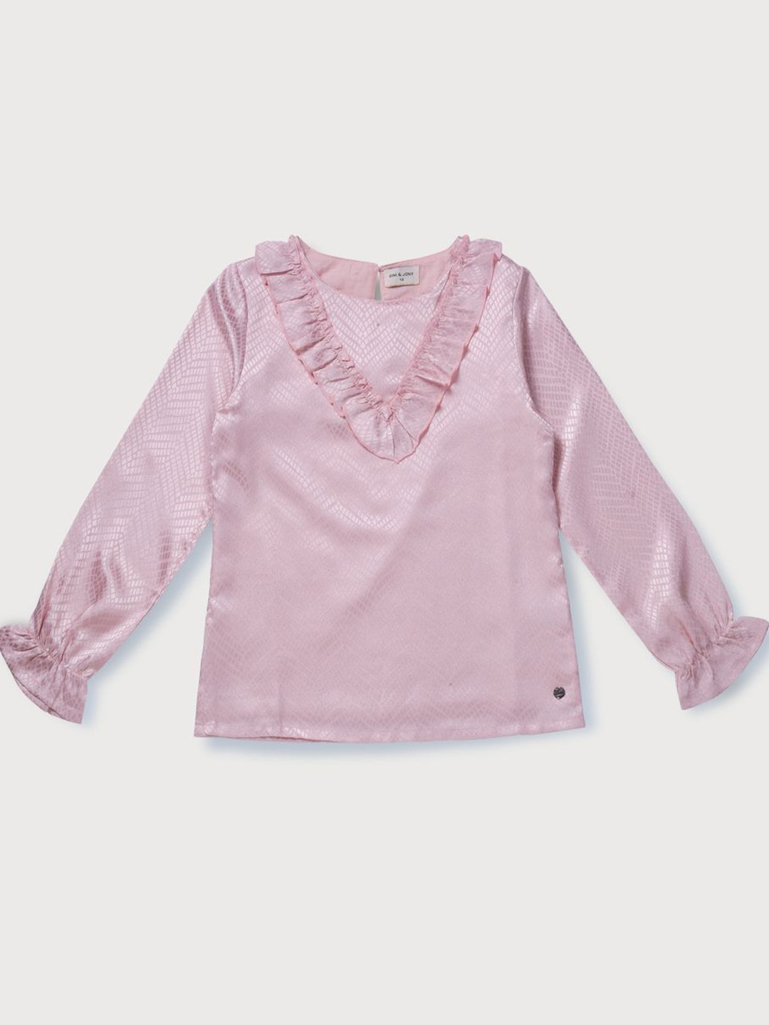 

Gini and Jony Girls Self Design V-Neck Top, Pink