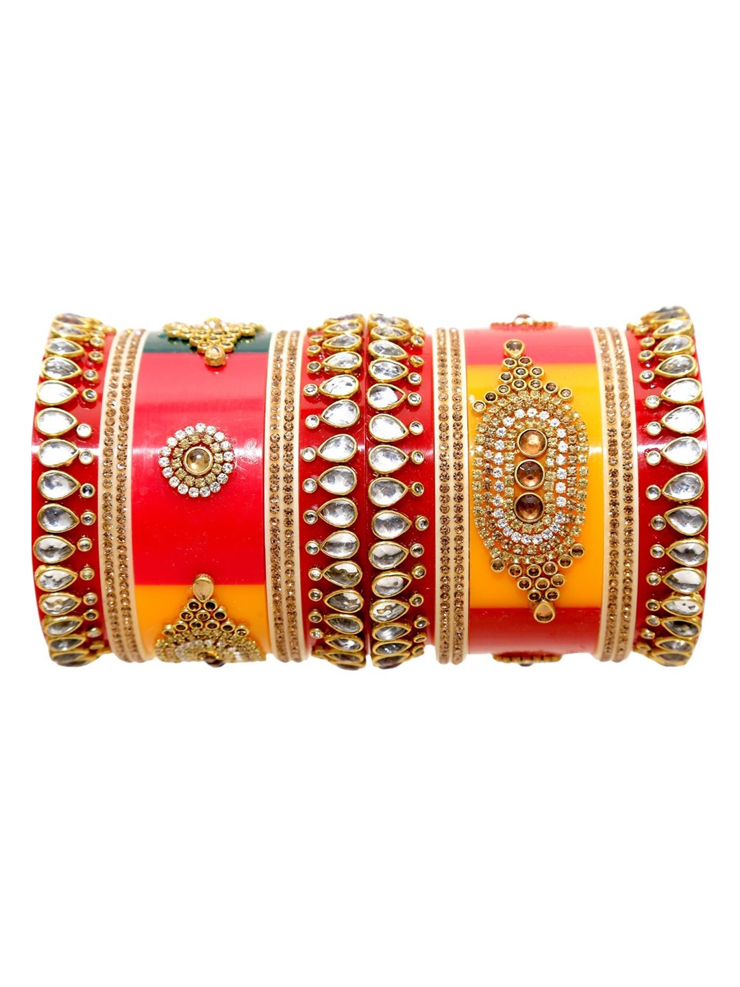 

Zindura Set Of 2 Gold-Plated Kundan Studded Bangle, Rose gold