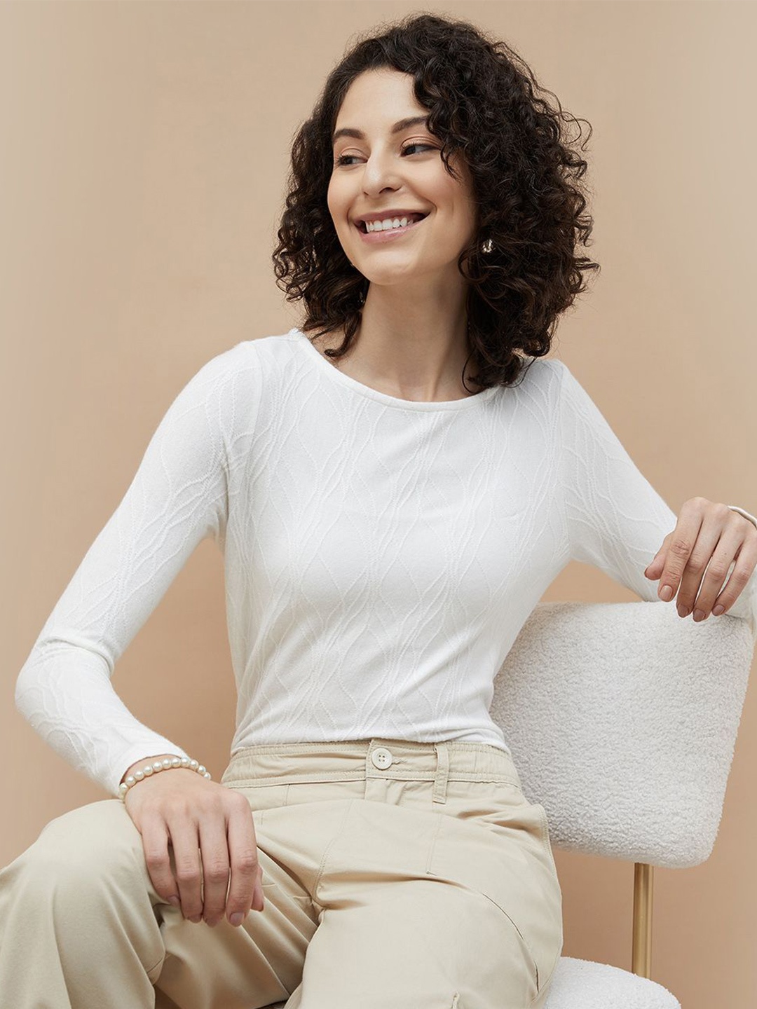 

Fame Forever by Lifestyle Women Solid Round Neck Cotton Top, White