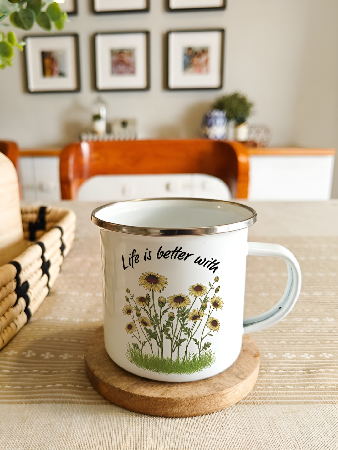 

One Posh Home White & Black Printed Stainless Steel Glossy Mugs 300 ml