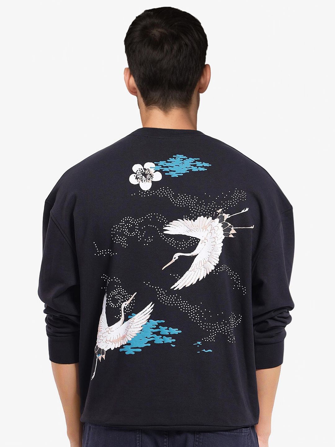 

RARE RABBIT Men Printed Pullover Sweatshirt, Black