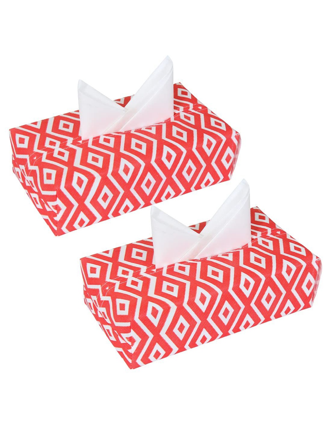 

prettykrafts Red & White 2 Pieces Printed Tissue Holder