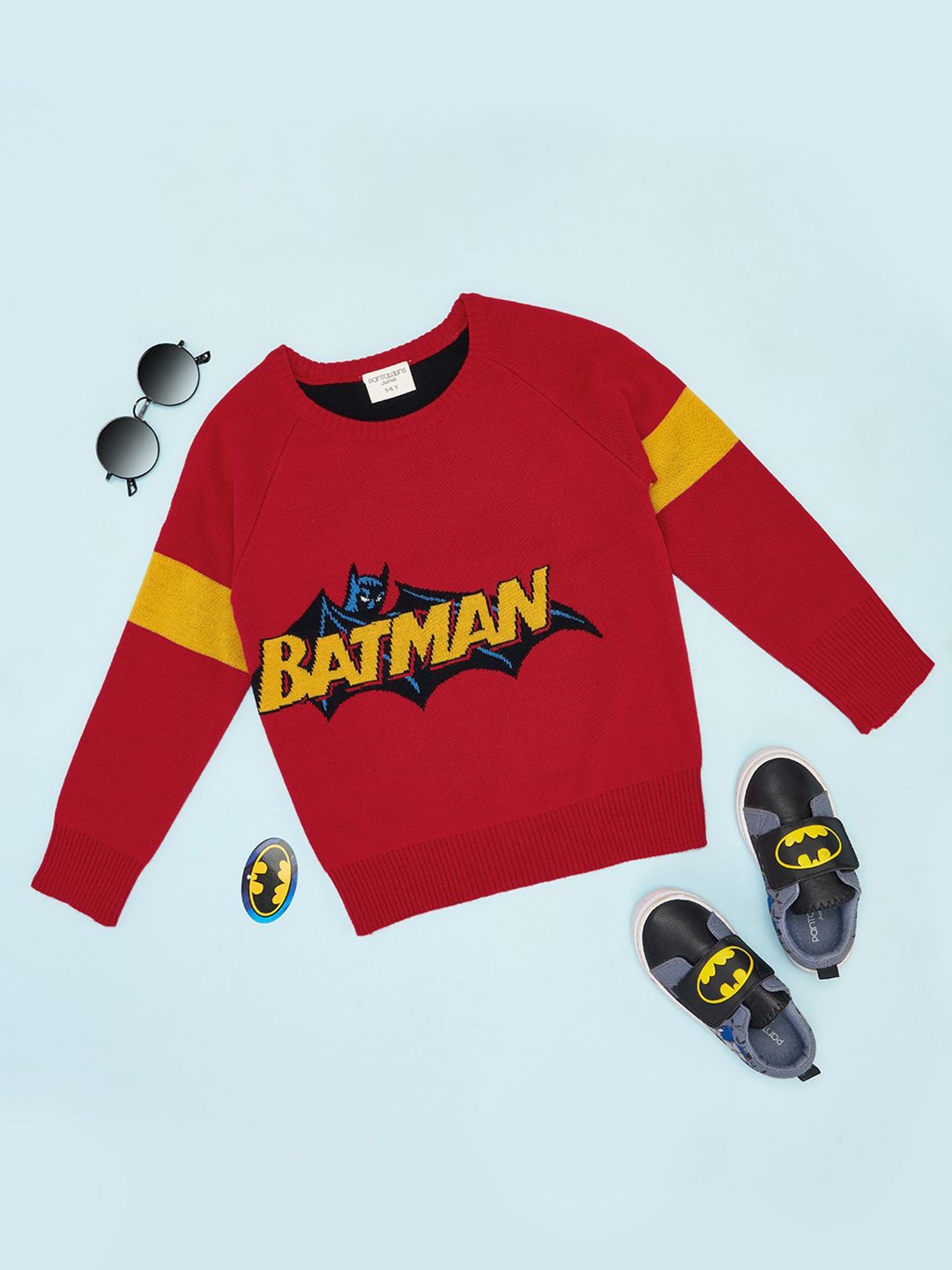 

Pantaloons Junior Boys Typography Printed Round Neck Pullover, Red