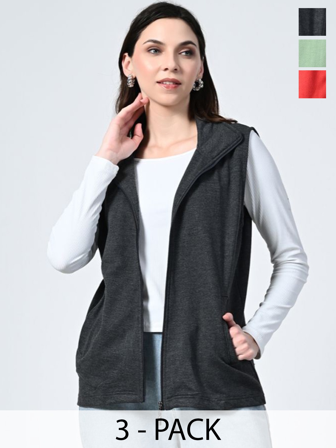 

BAESD Women Pack of 3 Lightweight Open Front Jacket, Black