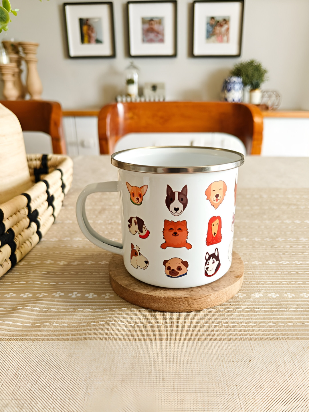 

One Posh Home White & Brown Printed Stainless Steel Fashion Mug 300ml