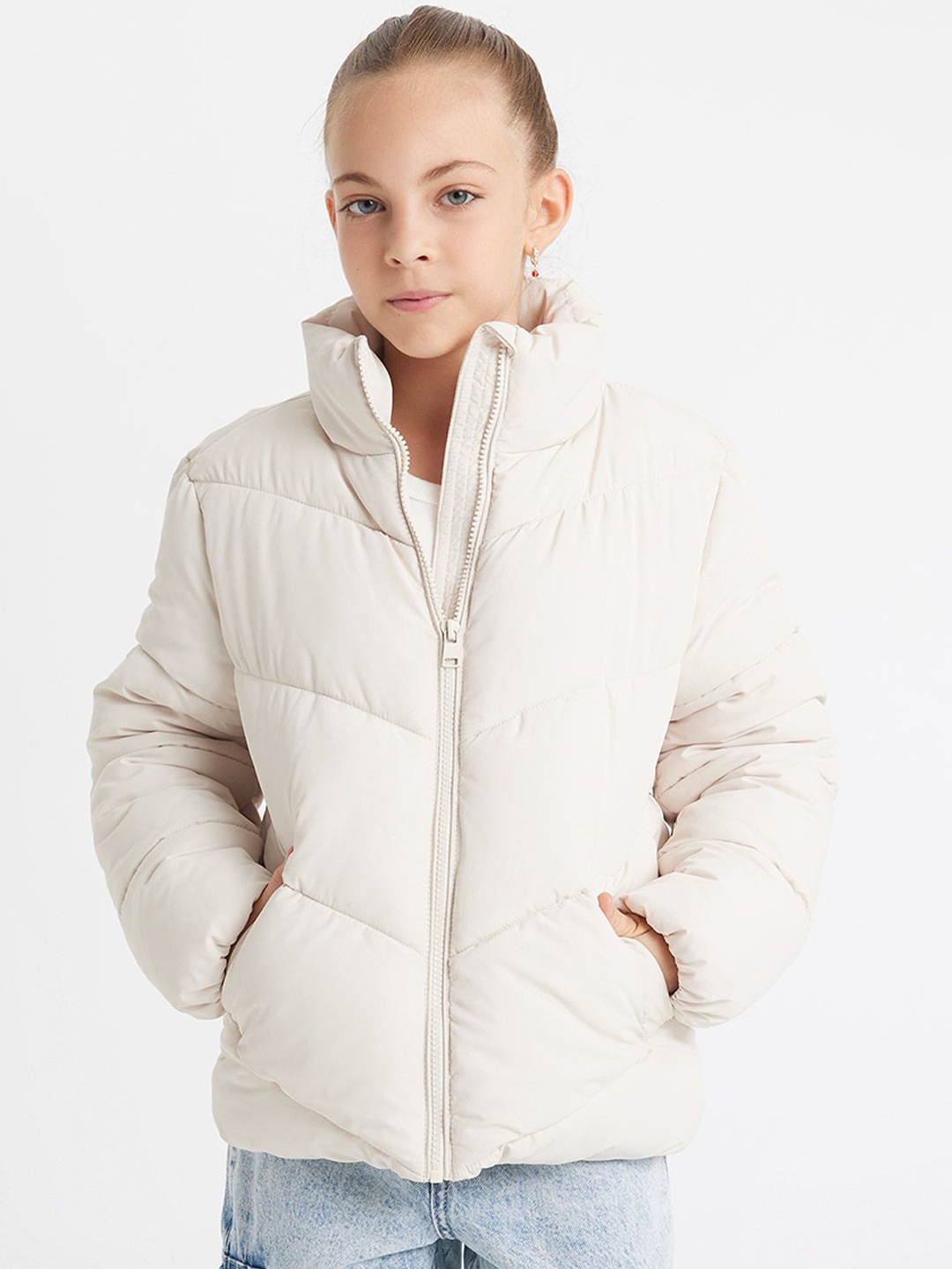 

DeFacto Girls Puffer Jacket, Cream