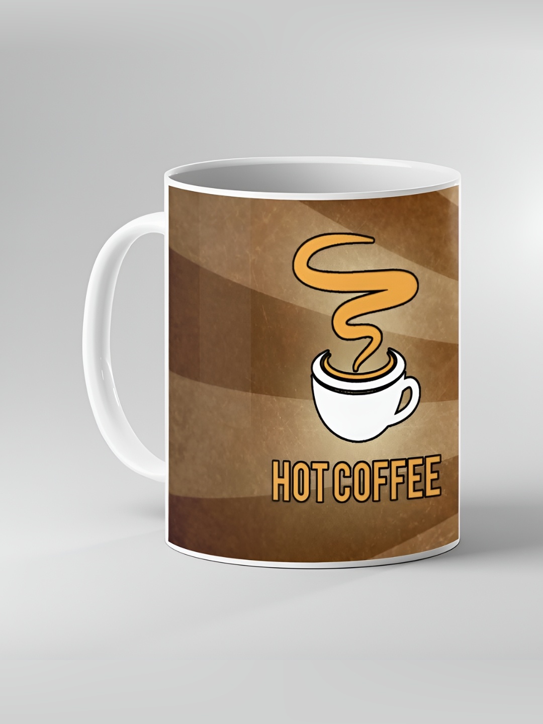

Keviv White & Brown Abstract Printed Ceramic Glossy Mug 325 ml