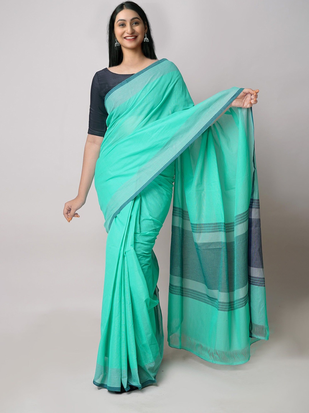 

Unnati Silks Pure Cotton Handloom Mangalagiri Saree, Green