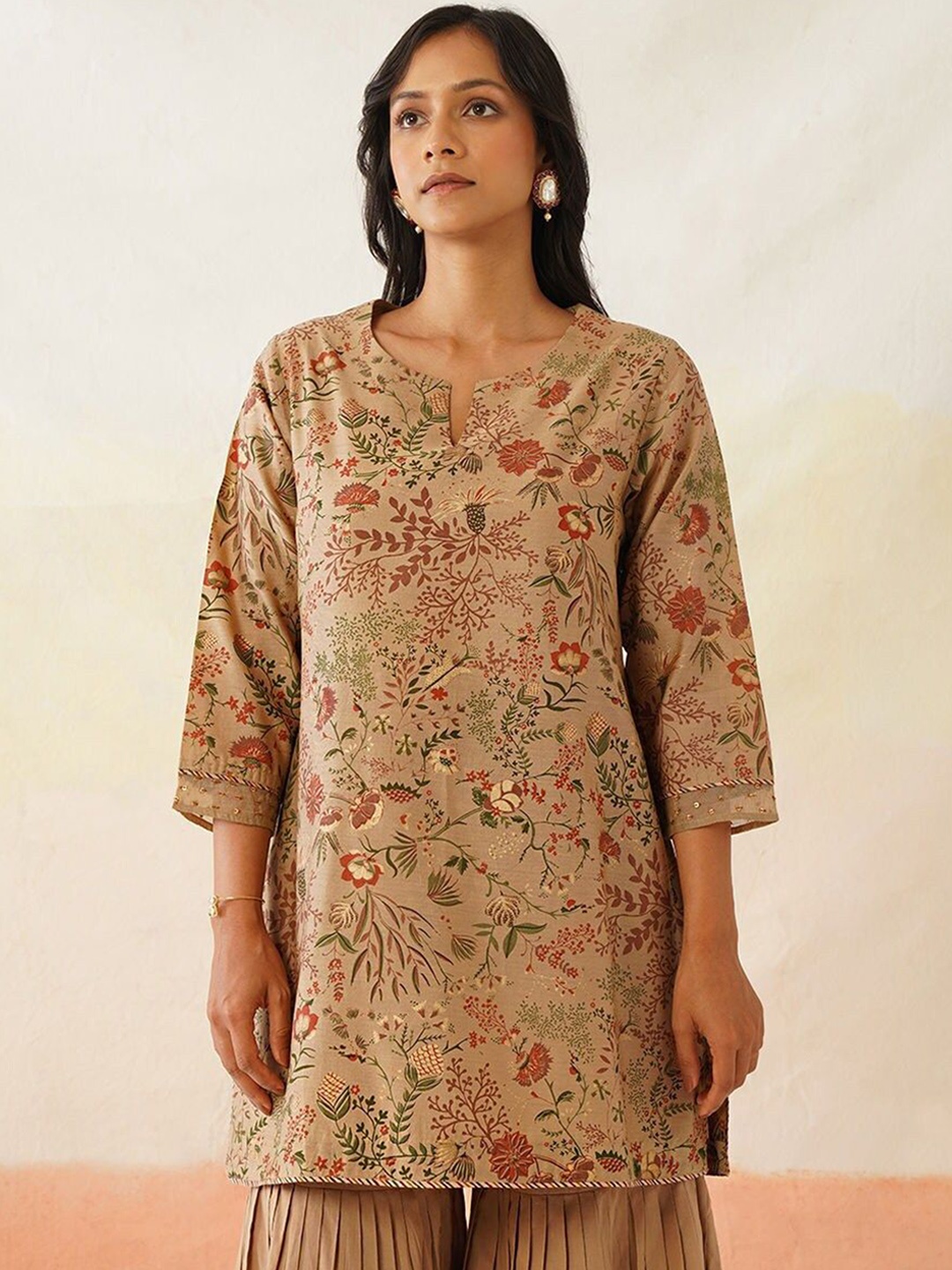 

JAYPORE Ethnic Motifs Printed A-Line Kurta, Green