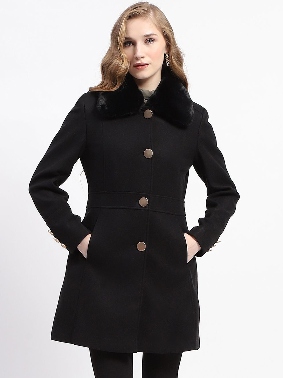 

Madame Single-Breasted Overcoat, Black