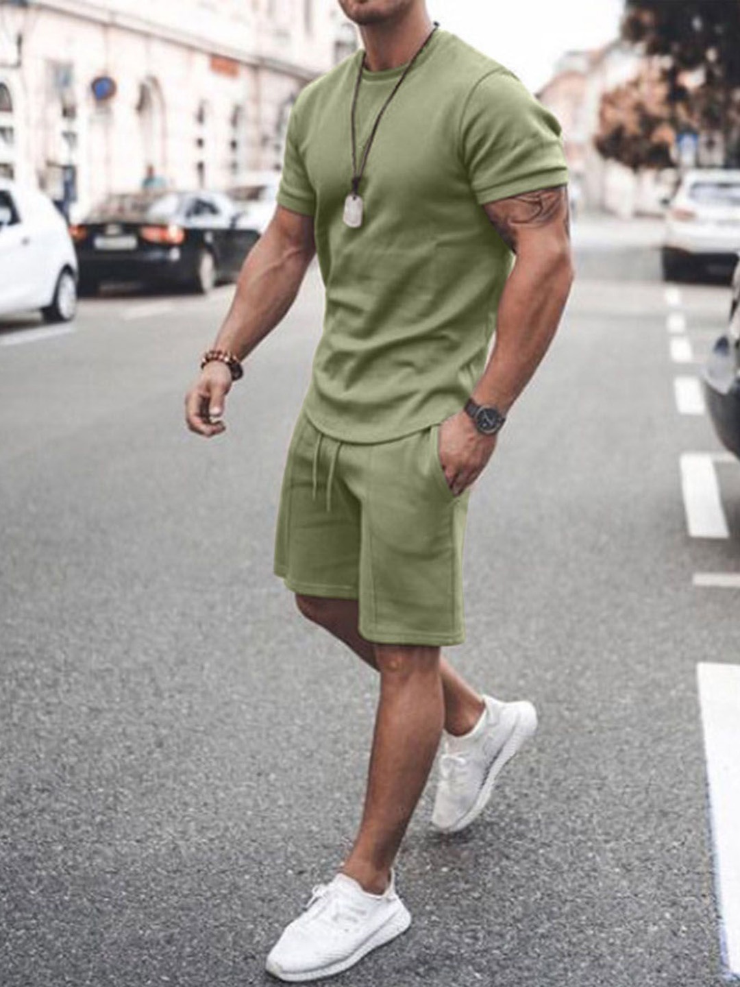 

StyleCast Olive T-Shirt With Shorts
