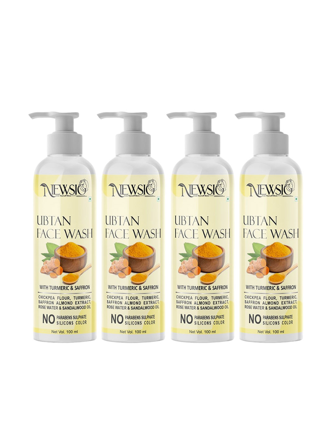 

Newsio Set Of 4 Ubtan Face Wash-100 ml Each, Yellow