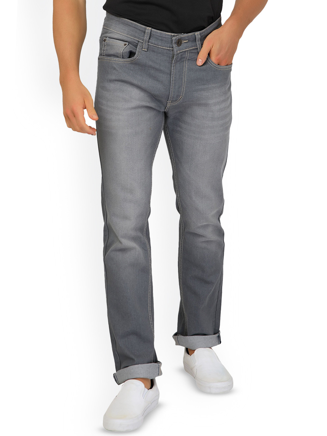 

Ben Martin Men Comfort Slim Fit Light Fade Stretchable Jeans, Grey