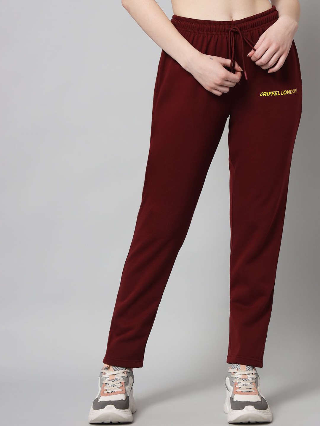 

GRIFFEL Women Mid Rise Track Pants, Maroon
