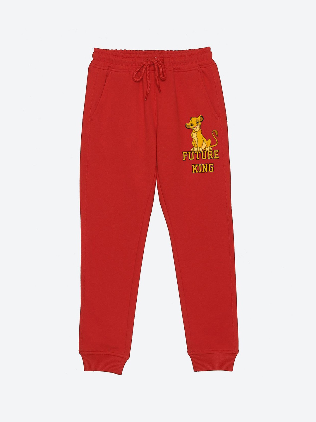 

YK Disney Boys Lion King Graphic Printed Mid Rise Joggers, Red