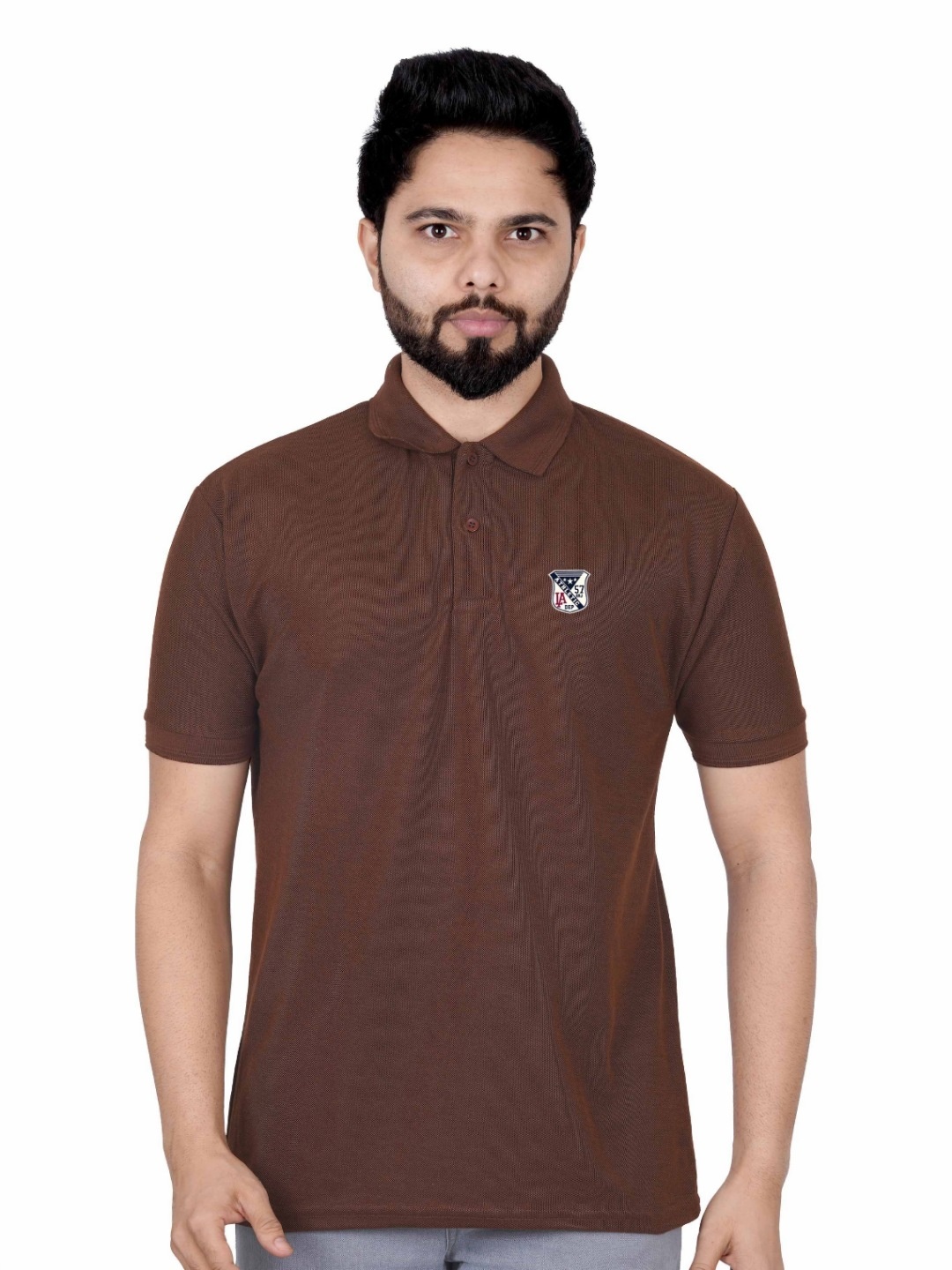 

LA MILANO Men Polo Collar Pockets Slim Fit T-shirt, Brown