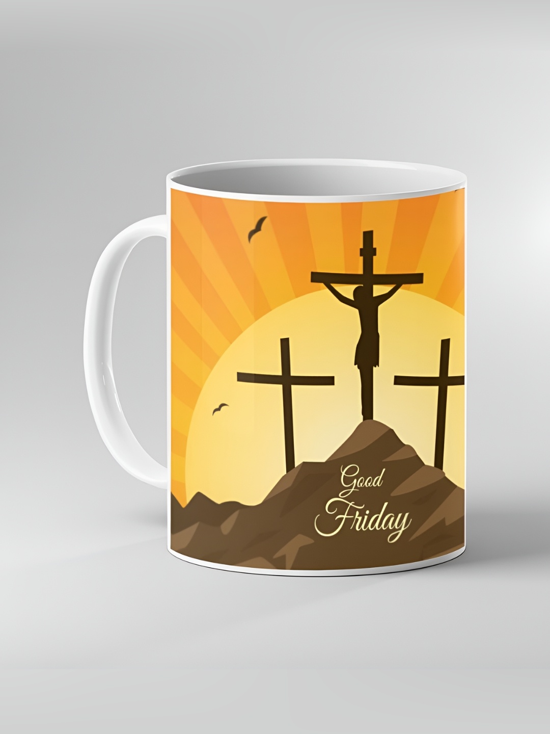 

Keviv White & Yellow Abstract Printed Ceramic Glossy Mug 325 ml