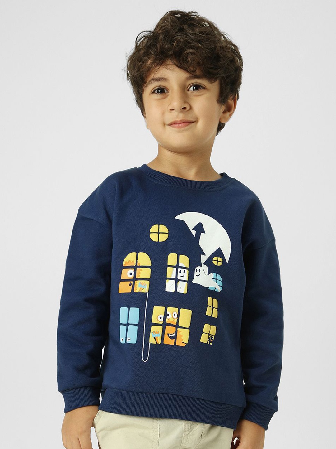 

Nauti Nati Boys Printed Winter Sweatshirt, Navy blue