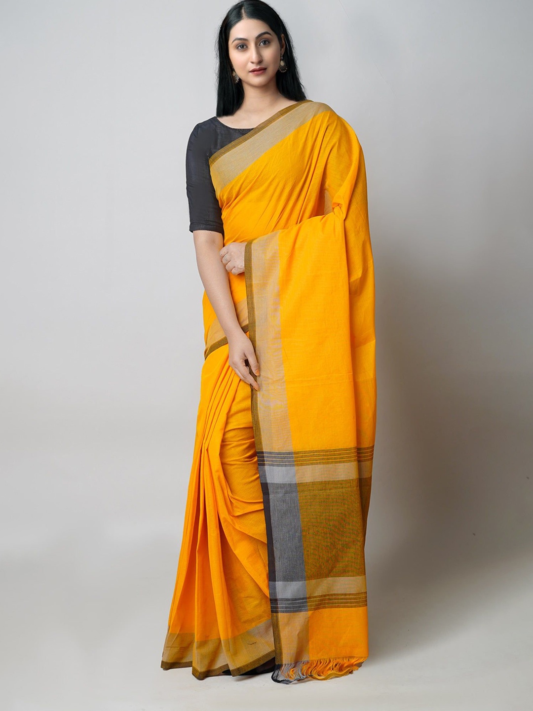 

Unnati Silks Pure Cotton Handloom Mangalagiri Saree, Yellow