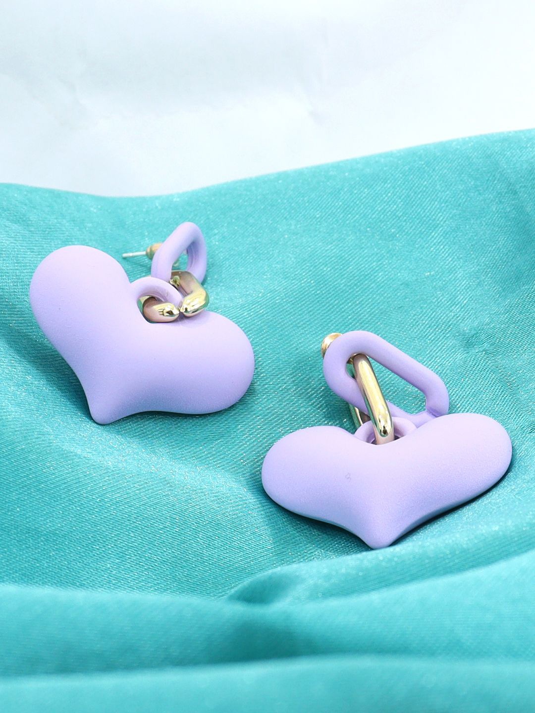 

KRENOZ Rhodium-Plated Heart Shaped Drop Earrings, Lavender