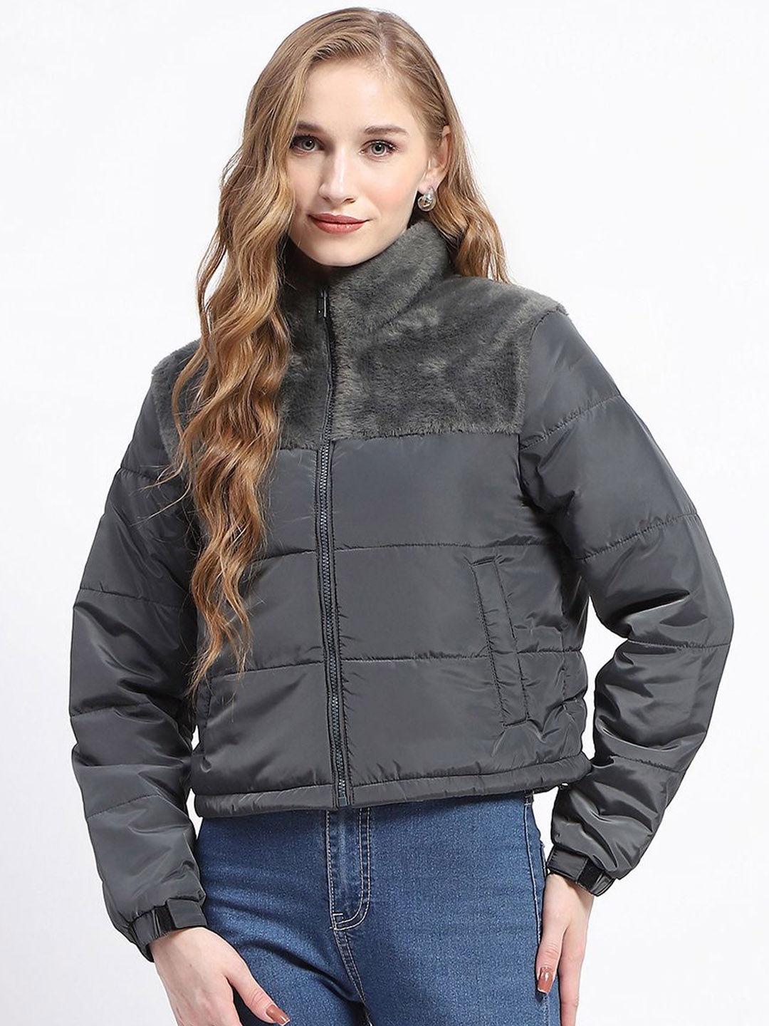 

Madame Women Crop Padded Jacket, Black