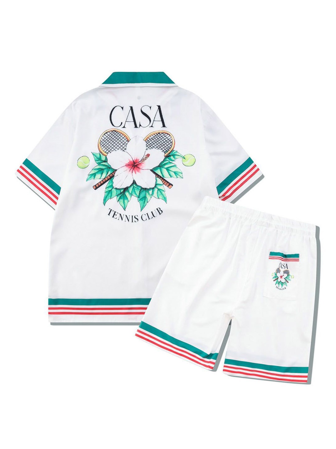 

StyleCast White Floral Printed Polo Collar T-Shirt With Shorts
