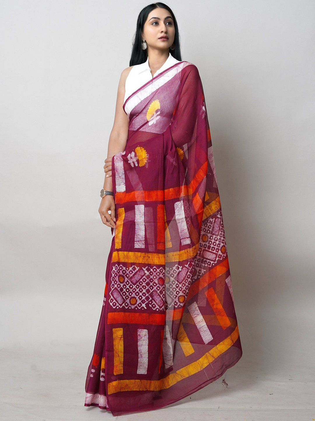 

Unnati Silks Ethnic Motifs Pure Cotton Handloom Kota Saree, Maroon