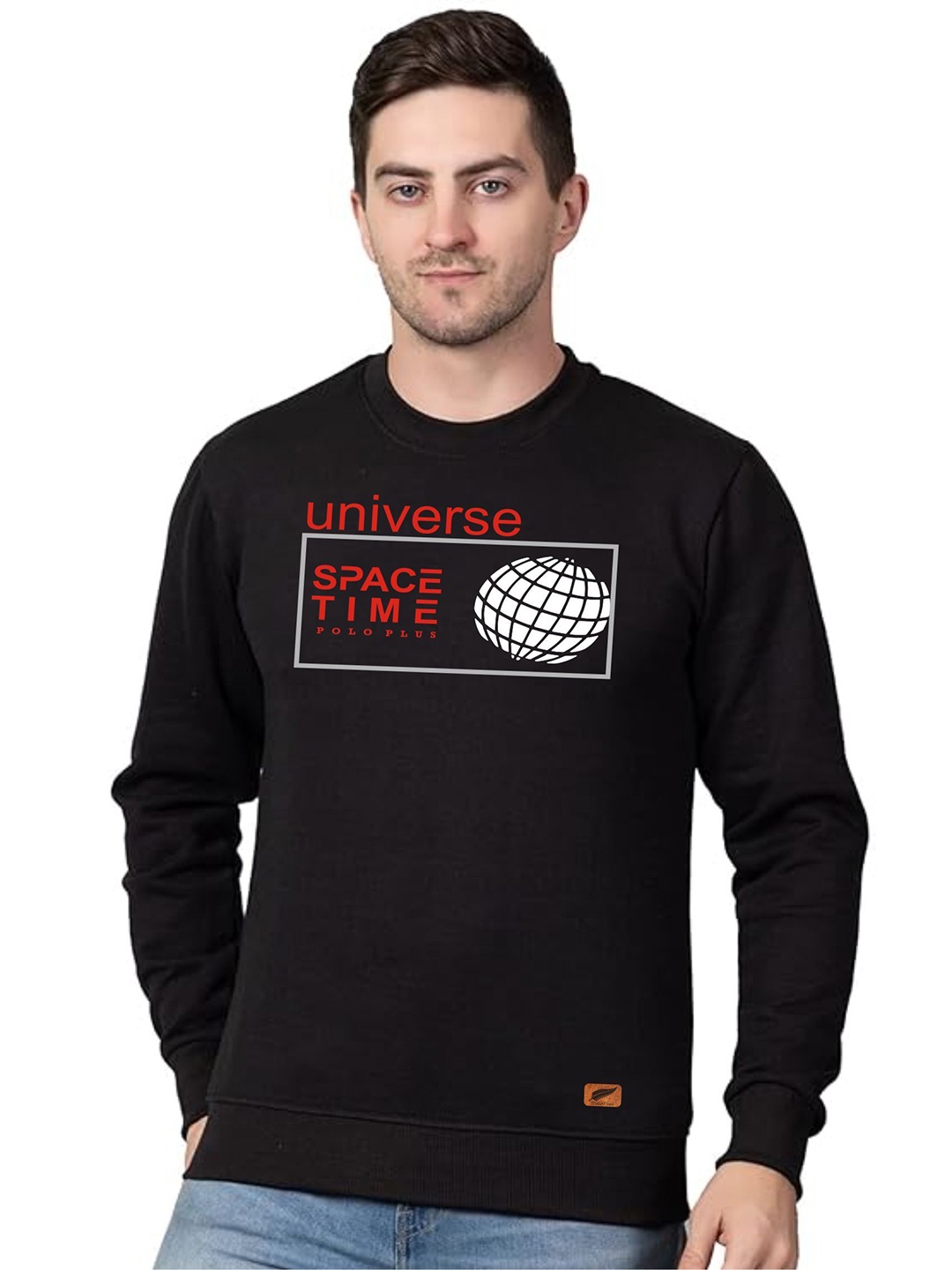 

Polo Plus Men Graphic Printed Sweatshirt, Black