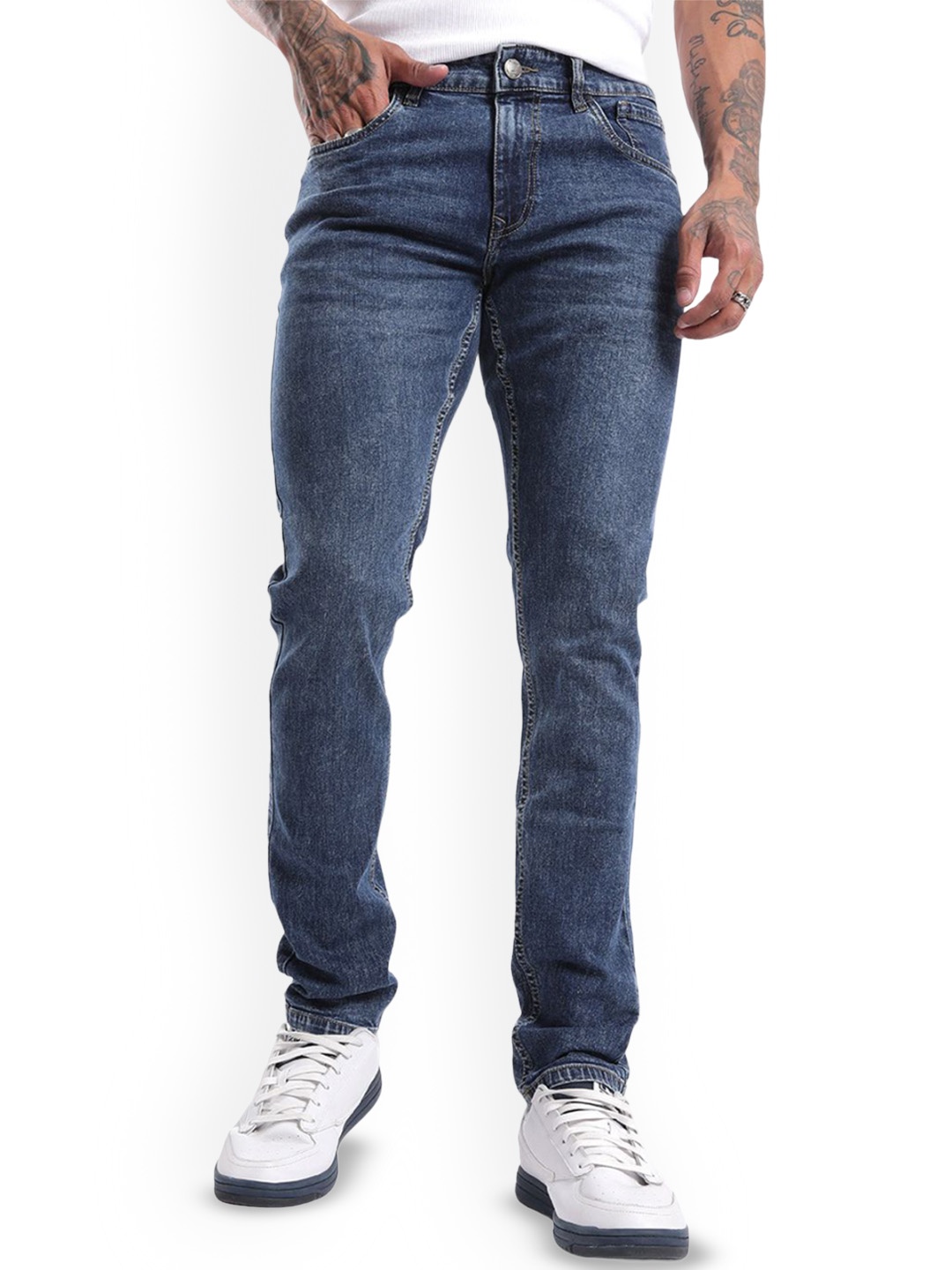 

WROGN Men Classic Slim Fit Jeans, Blue