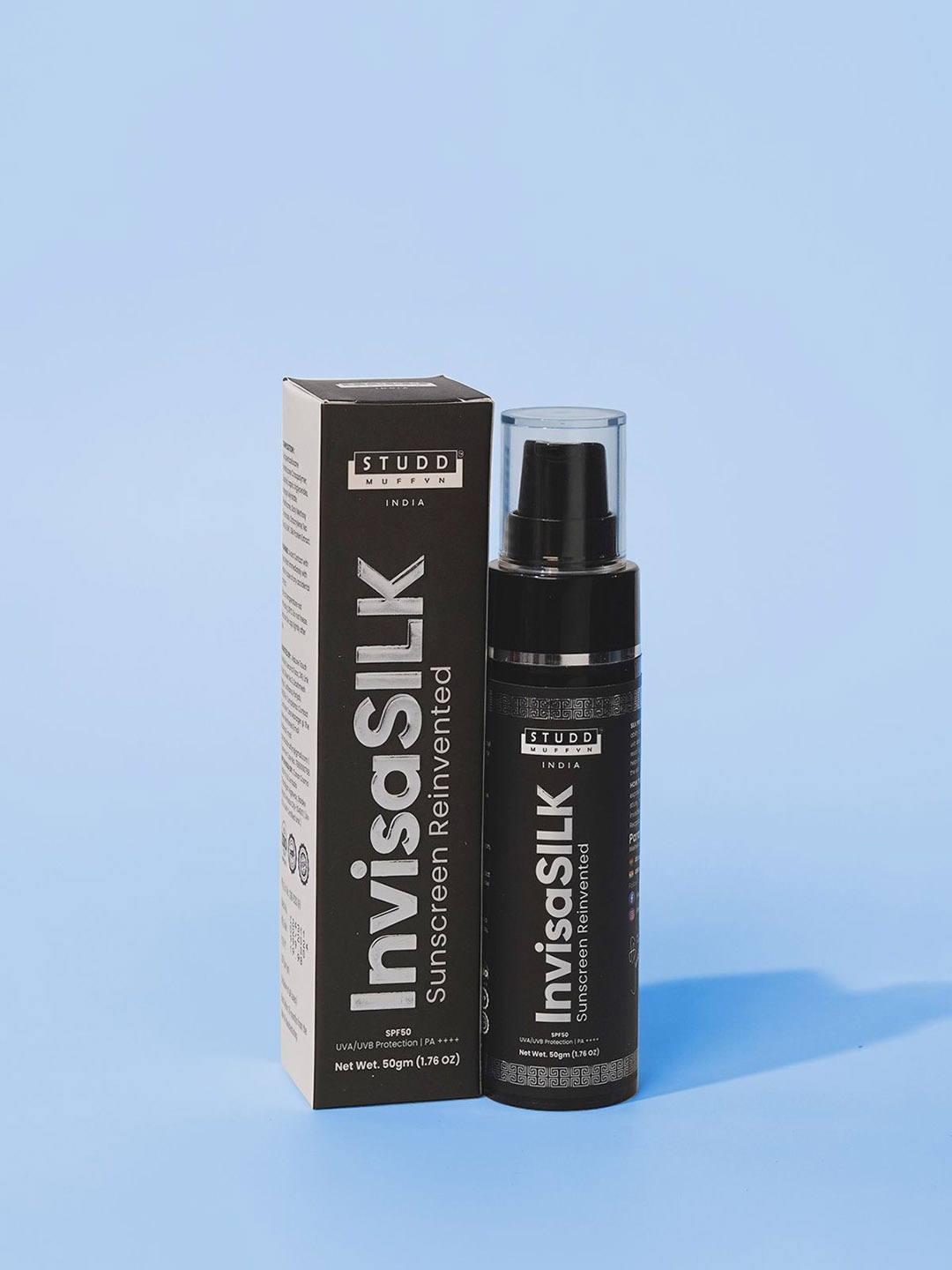 

Studd Muffyn InvisaSILK SPF50 PA++++ Sun Barrier Shield Sunscreen - 50 g, Black