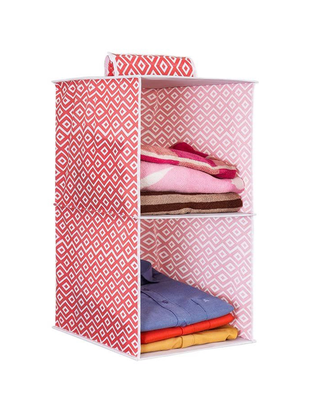 

prettykrafts Red Reusable 2-Shelf Hanger Closet Hanging Shelves Organisers
