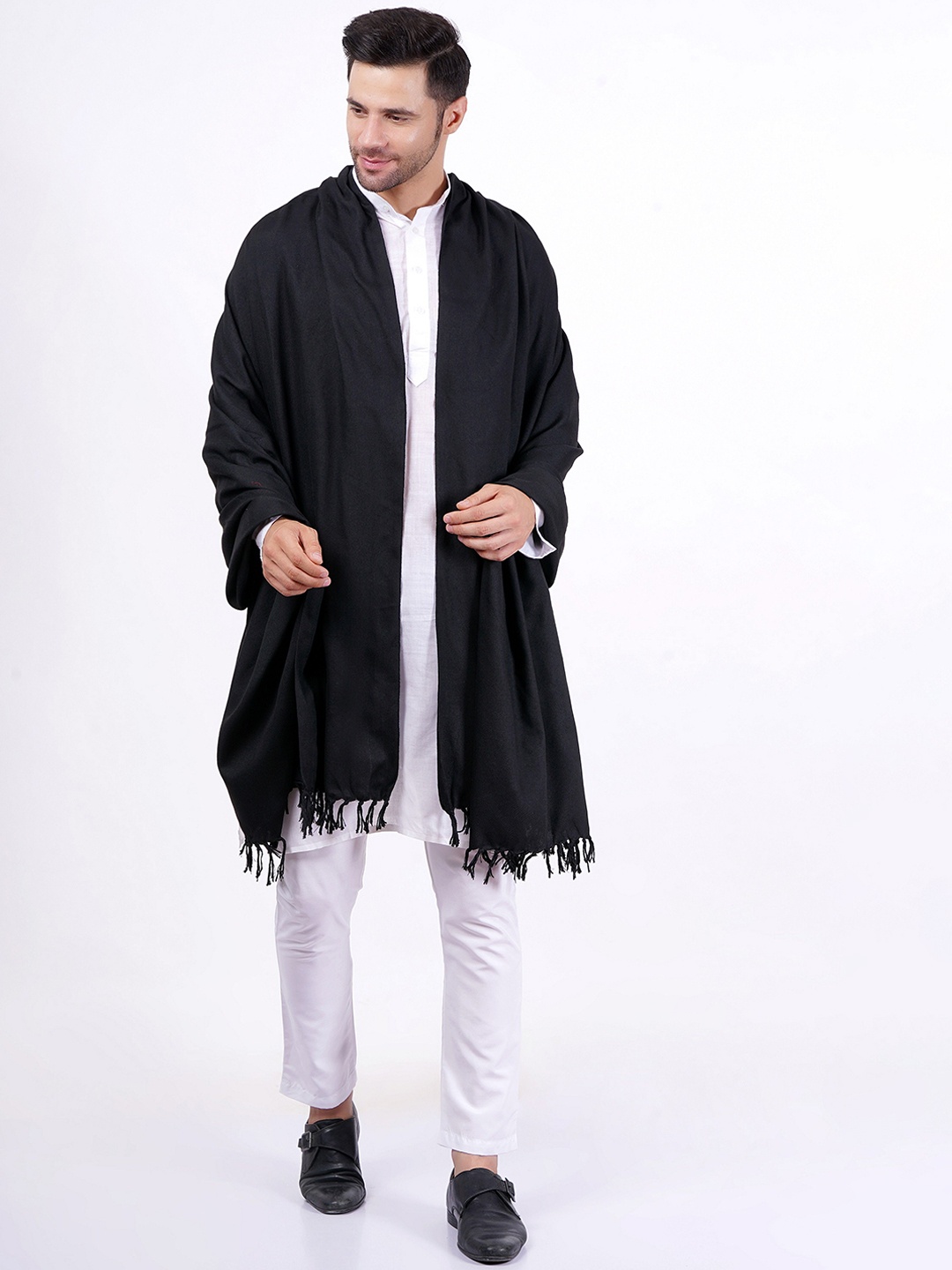 

Vrinde Solid Woolen Shawl, Black