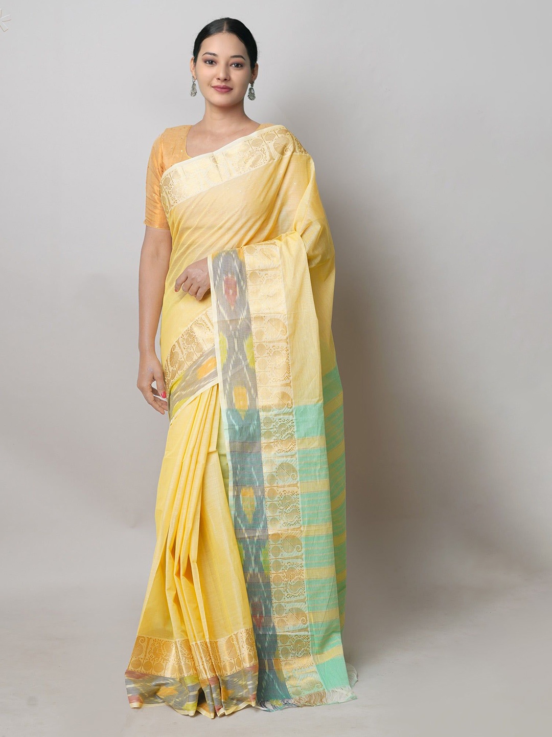 

Unnati Silks Zari Pure Cotton Narayan Peth Saree, Cream