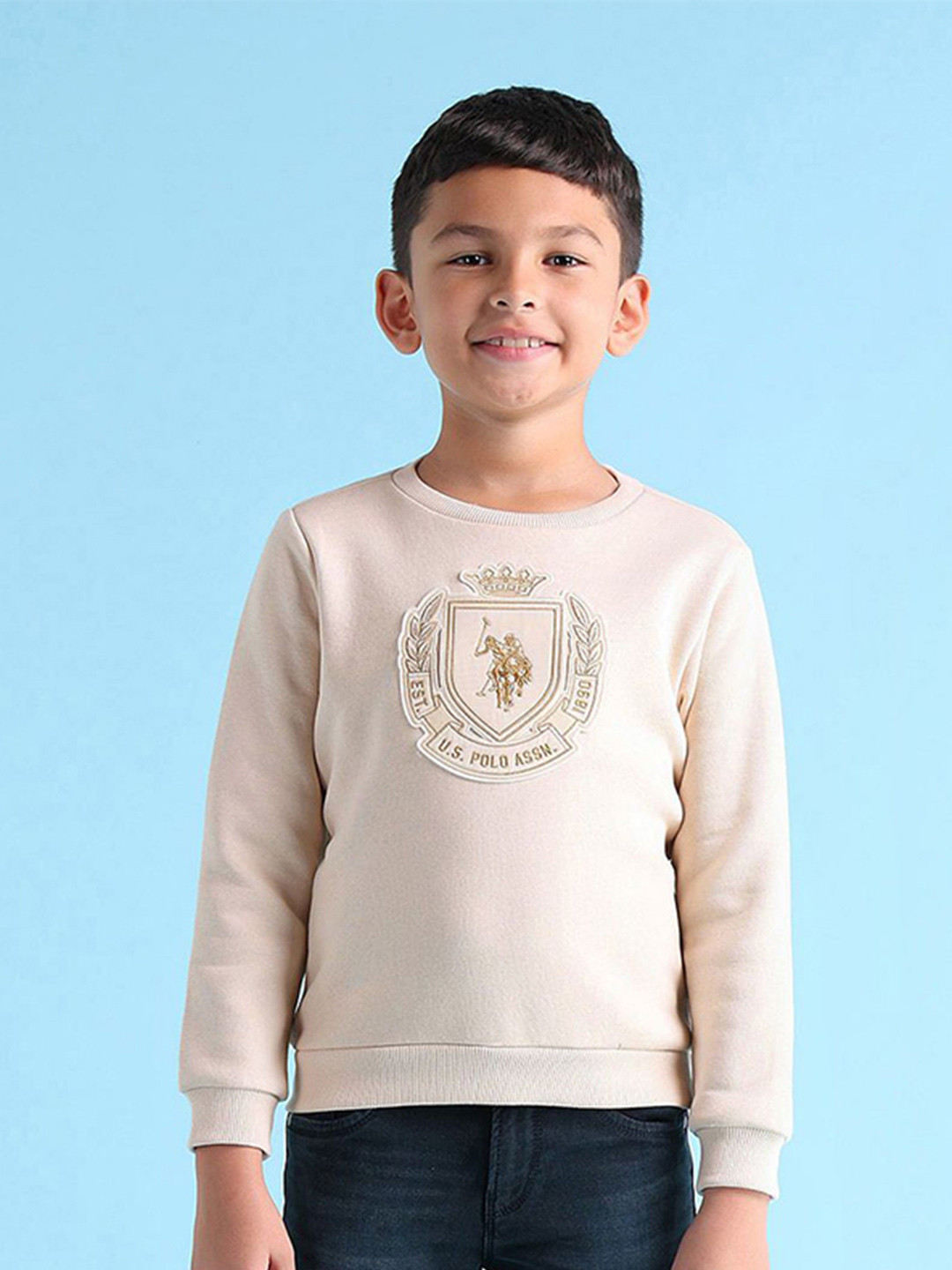 

U.S. Polo Assn. Kids Boys Graphic Embroidered Sweatshirt, Cream