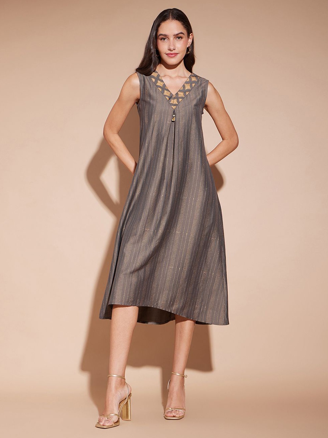 

Pink Fort A-Line Printed A-Line Dress, Grey