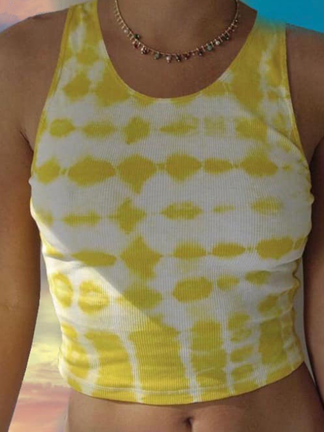 

LULU & SKY Women Abstract Printed Round Neck Top, Yellow