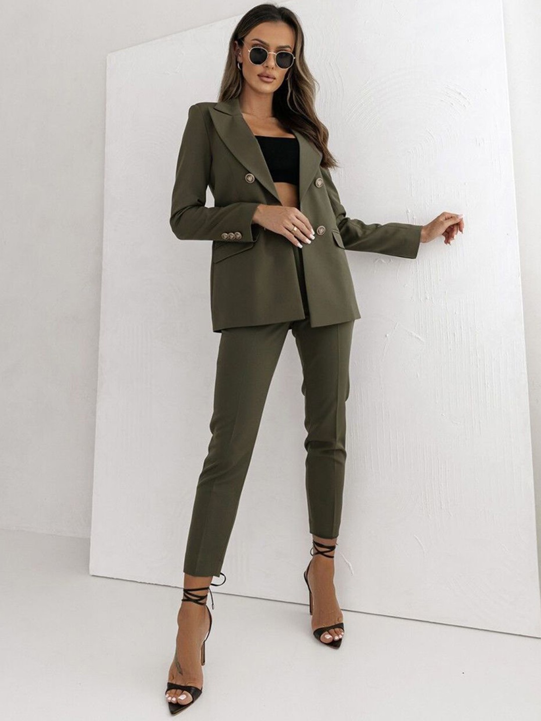 

StyleCast x Revolte Women Shawl Collar Tailored Jacket, Olive