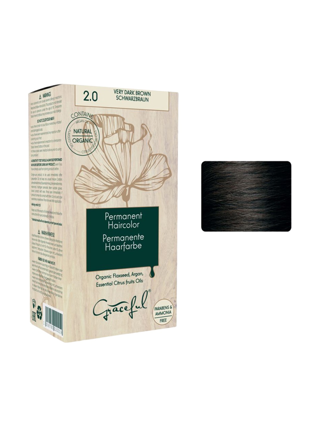 

Graceful Natural Organic Permanent Hair Colour - 130 ml - Very Dark Brown - 2.0