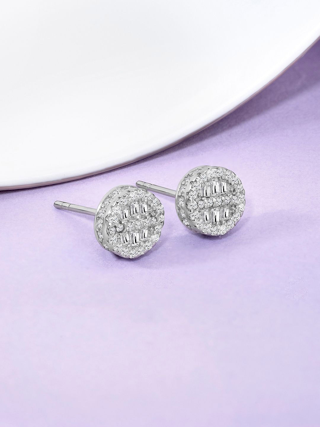 

Silvora by Peora 925 Sterling Silver Rhodium Plated Cubic Zirconia Studs
